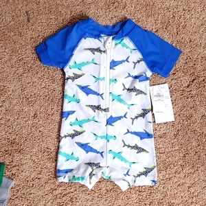 NWT old navy 3-6m one piece shark swimsuit